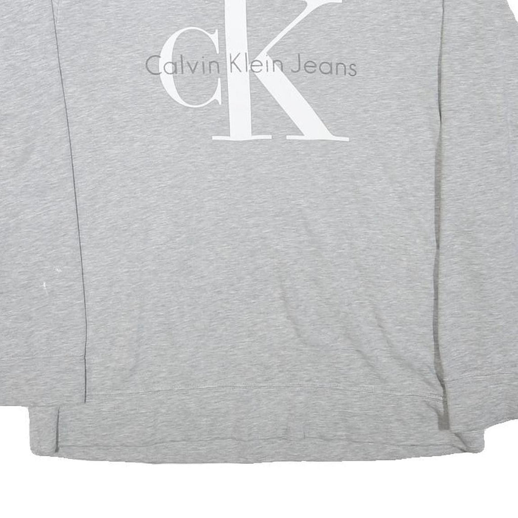 CALVIN KLEIN JEANS Mens Grey Crew Neck M Cotton Blend Pullover Logo Sweatshirt