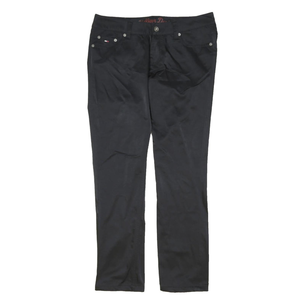 TOMMY HILFIGER Womens Black Regular Fit Straight Leg Trousers W31 L30 Stylish