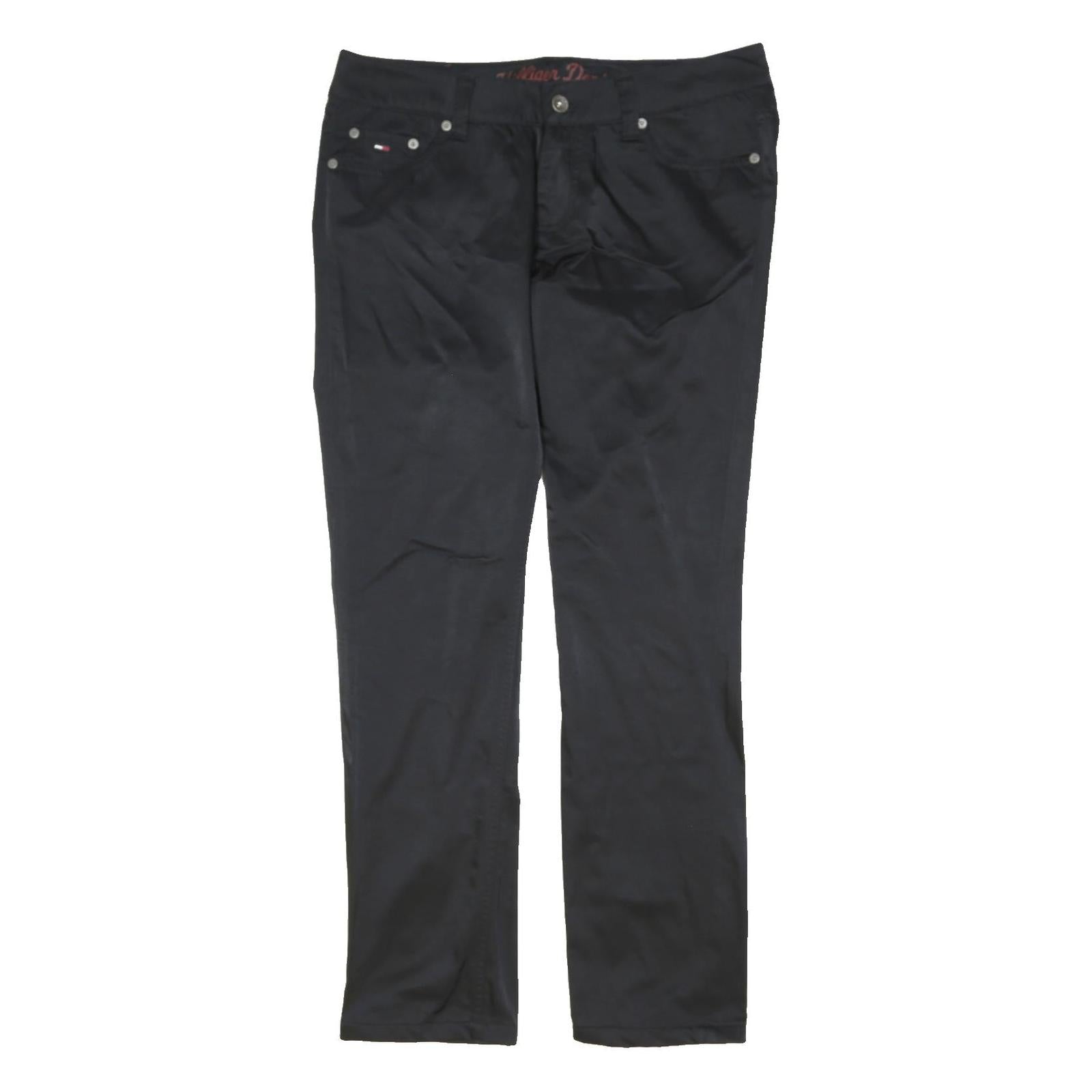 TOMMY HILFIGER Womens Black Regular Fit Straight Leg Trousers W31 L30 Stylish