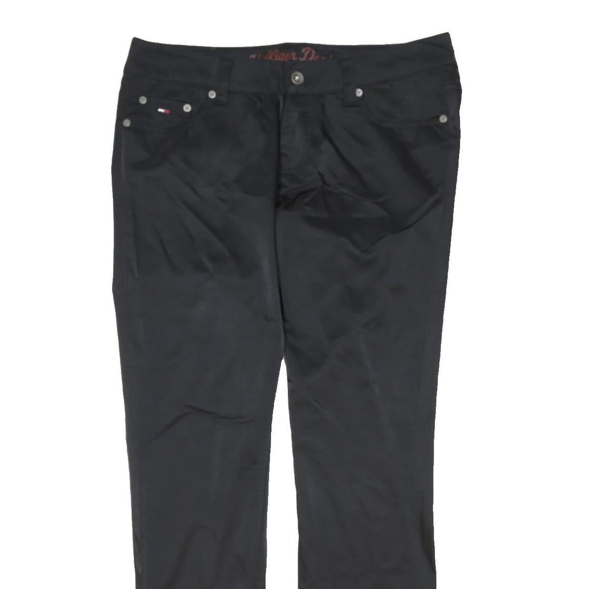 TOMMY HILFIGER Womens Black Regular Fit Straight Leg Trousers W31 L30 Stylish