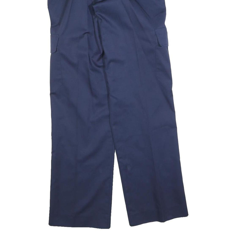 OLAF'S Mens Regular Fit Navy Cargo Trousers W28 L30 Zip Polyester Blend Workwear