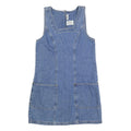 ST JOHNS BAY Womens Blue Denim Cotton Blend Sleeveless Mini Dress S Pockets Zip
