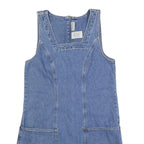 ST JOHNS BAY Womens Blue Denim Cotton Blend Sleeveless Mini Dress S Pockets Zip