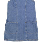 ST JOHNS BAY Womens Blue Denim Cotton Blend Sleeveless Mini Dress S Pockets Zip