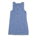 ST JOHNS BAY Womens Blue Denim Cotton Blend Sleeveless Mini Dress S Pockets Zip