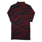 MONSOON Womens Red & Navy Bodycon Wool Blend Knit Midi Dress Long Sleeve M