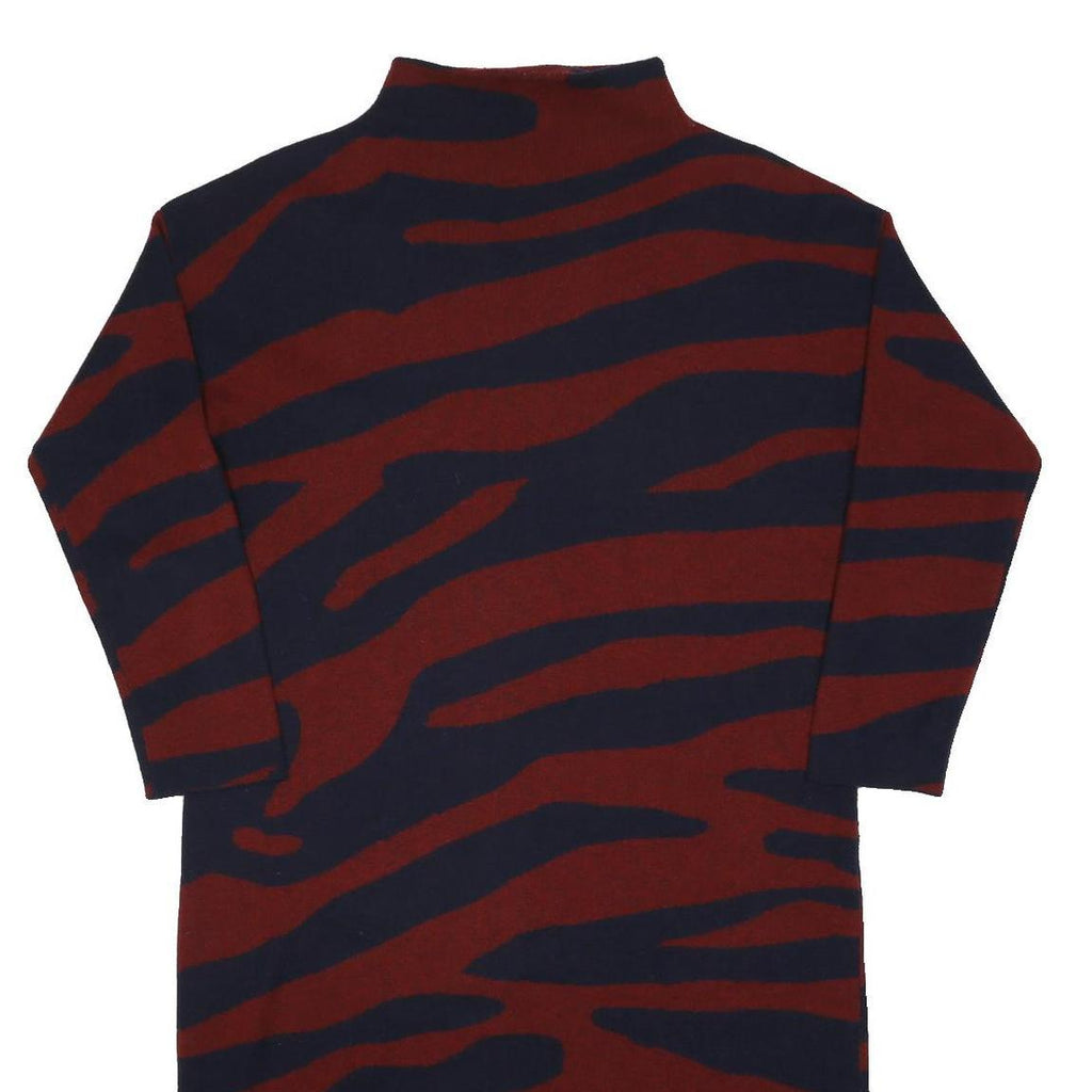 MONSOON Womens Red & Navy Bodycon Wool Blend Knit Midi Dress Long Sleeve M