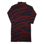MONSOON Womens Red & Navy Bodycon Wool Blend Knit Midi Dress Long Sleeve M