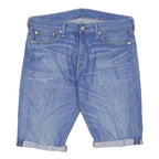 LEVI'S Mens Shorts Blue Denim Casual M W34 Rolled Hem Cotton Blend