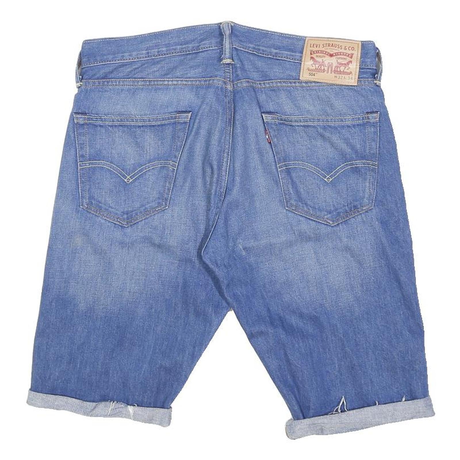 LEVI'S Mens Shorts Blue Denim Casual M W34 Rolled Hem Cotton Blend