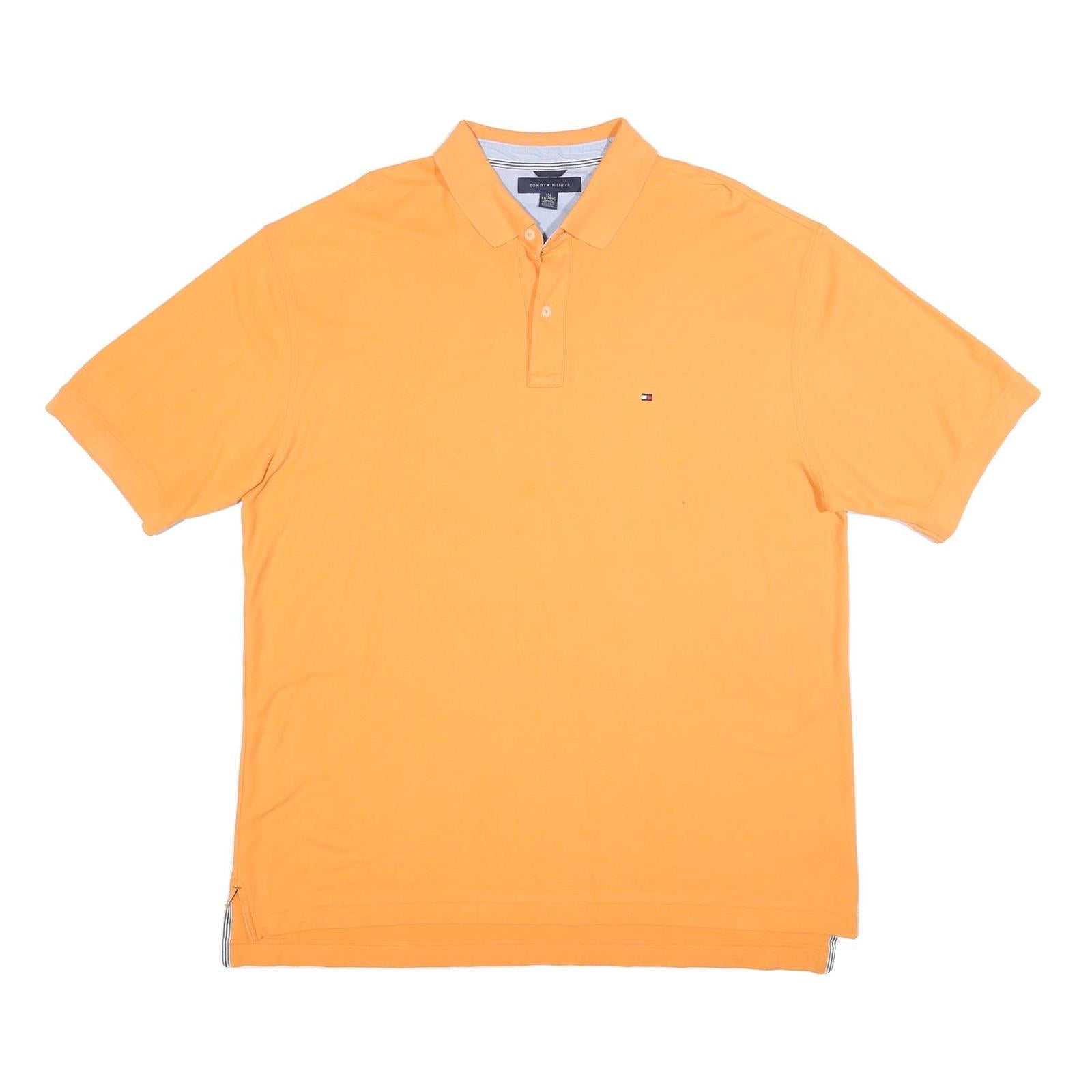 TOMMY HILFIGER Mens Orange Short Sleeve Polo Shirt 2XL Cotton Blend Classic