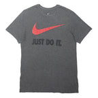 NIKE Mens Grey Red Just Do It Graphic T-Shirt M Short Sleeve Crew Neck