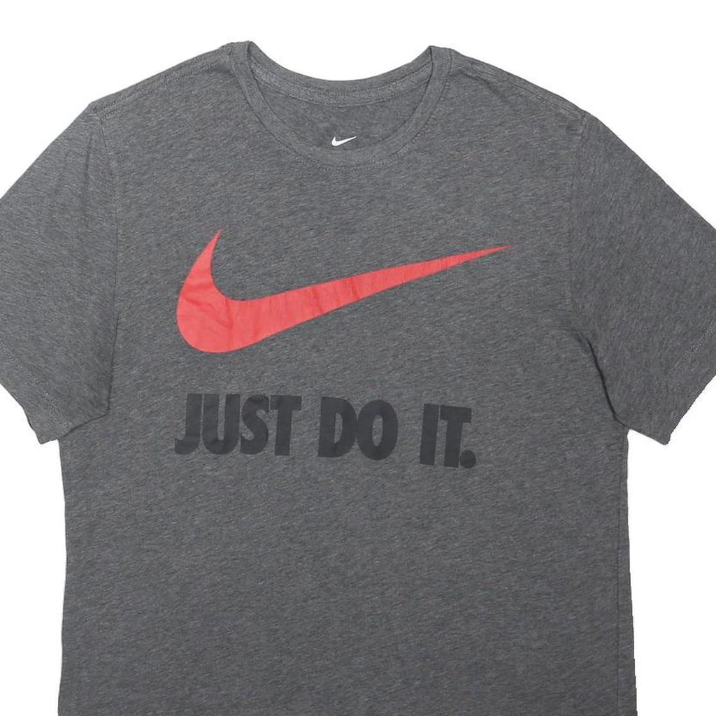 NIKE Mens Grey Red Just Do It Graphic T-Shirt M Short Sleeve Crew Neck