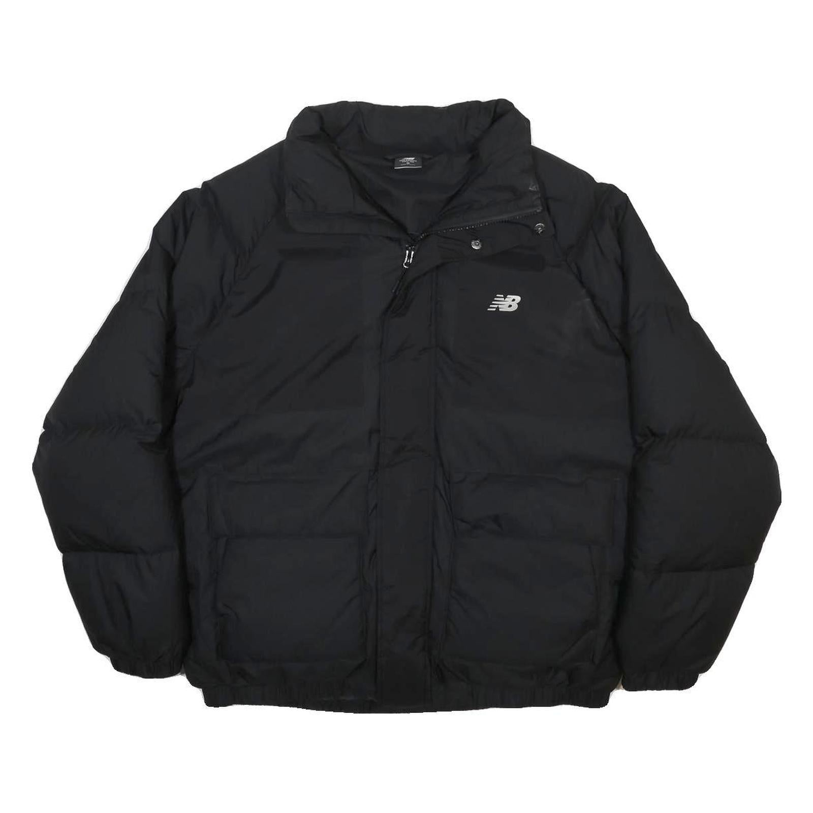 NEW BALANCE Mens Black Nylon Jacket M Zip Puffer Coat Lightweight Warm