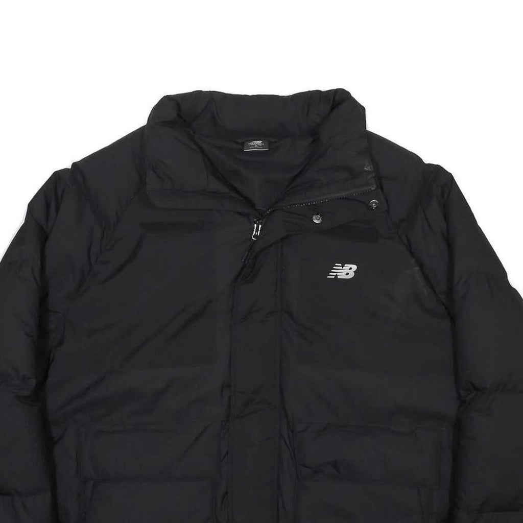 NEW BALANCE Mens Black Nylon Jacket M Zip Puffer Coat Lightweight Warm
