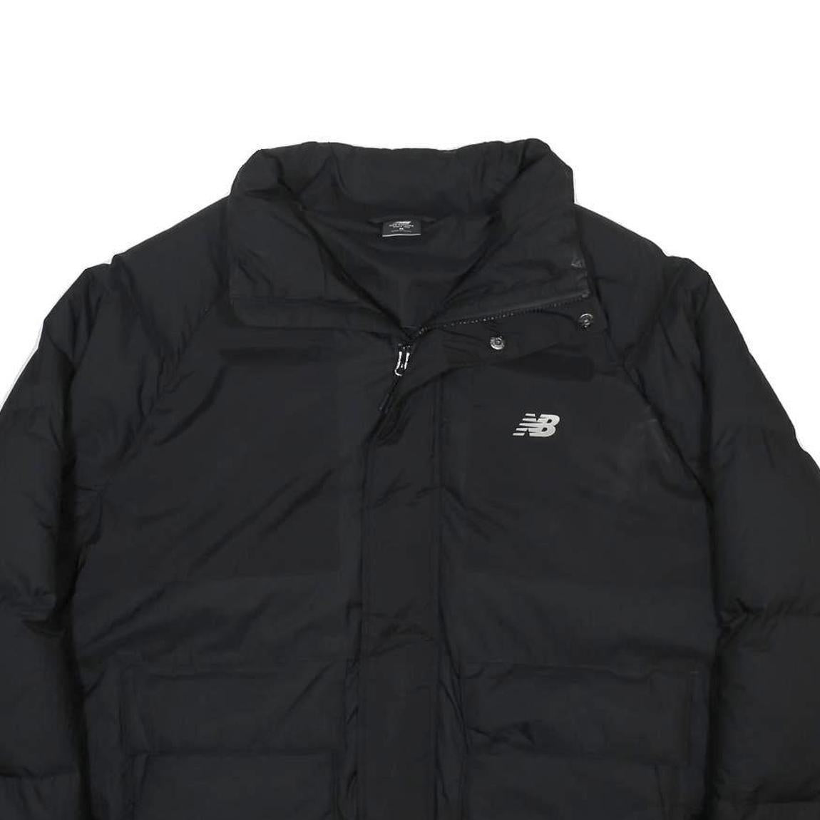 NEW BALANCE Mens Black Nylon Jacket M Zip Puffer Coat Lightweight Warm
