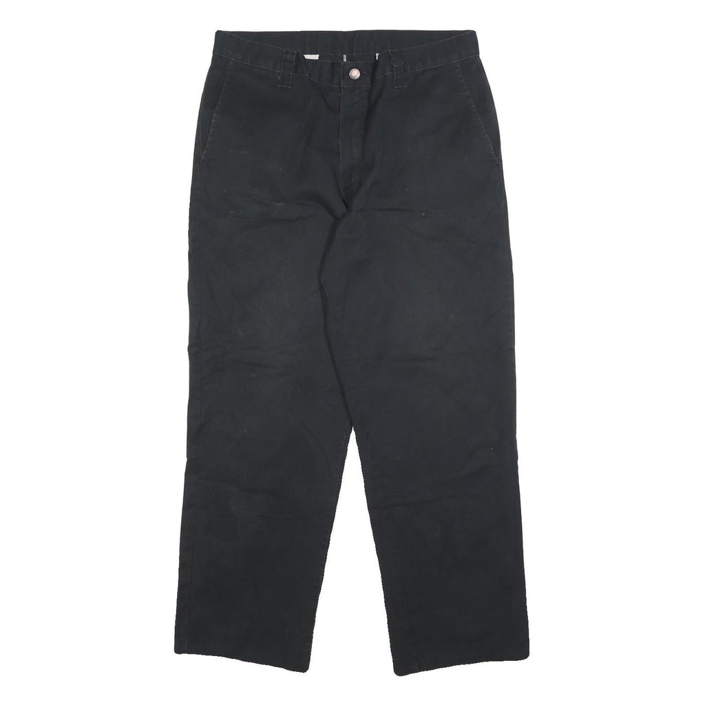 DICKIES Mens Cotton Blend Black Regular Fit Straight Leg Trousers W32 L28