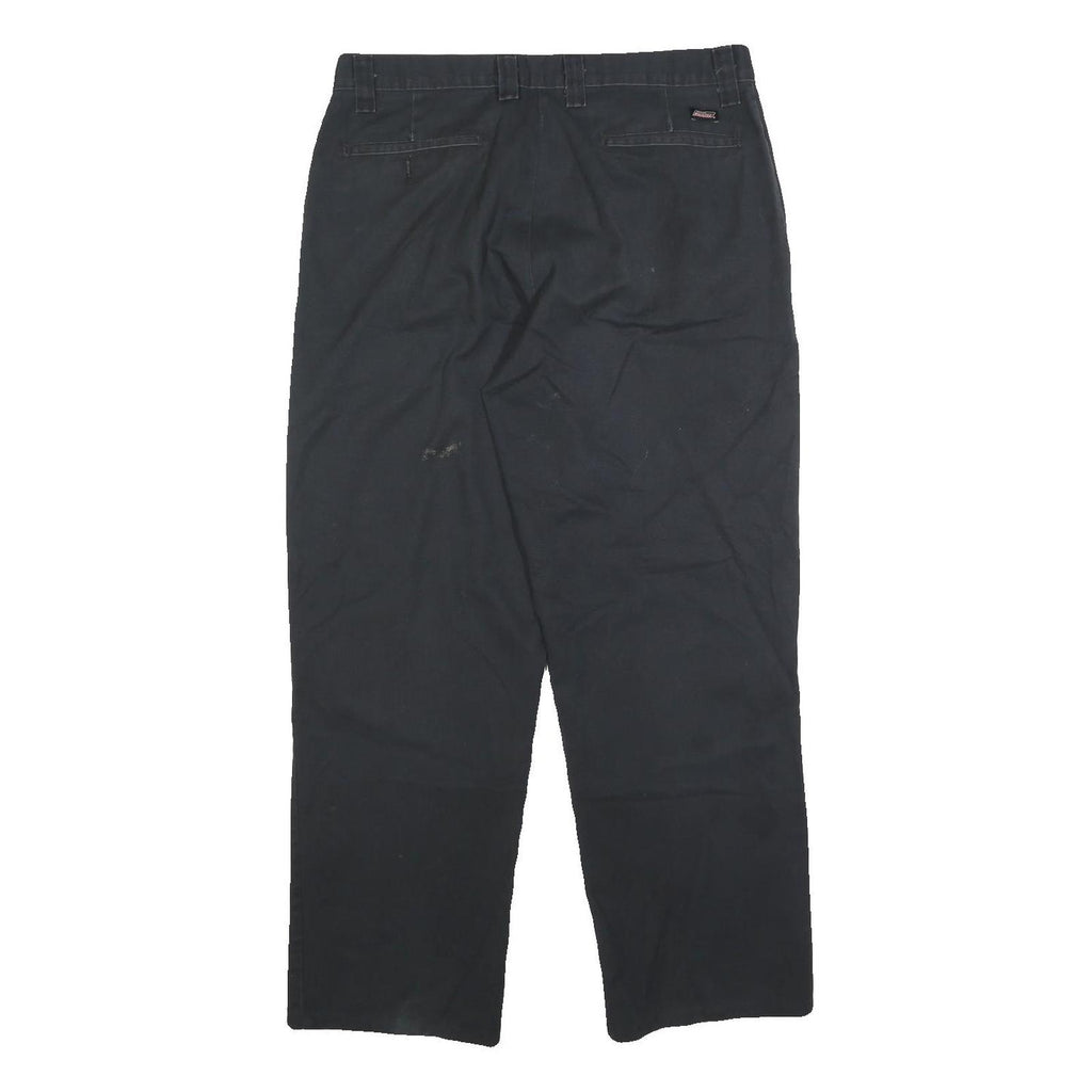 DICKIES Mens Cotton Blend Black Regular Fit Straight Leg Trousers W32 L28