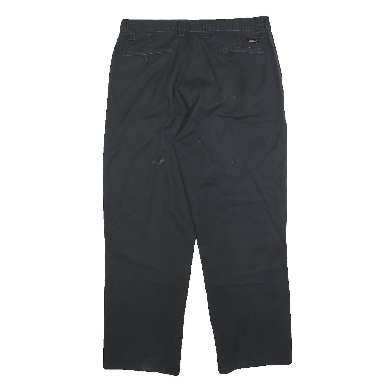 DICKIES Mens Cotton Blend Black Regular Fit Straight Leg Trousers W32 L28