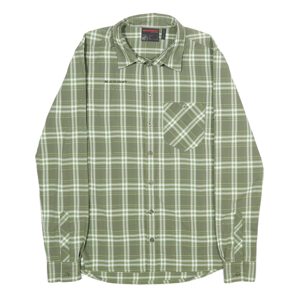 MAMMUT Mens Green & White Check Shirt S Lightweight Breathable Outdoor Style