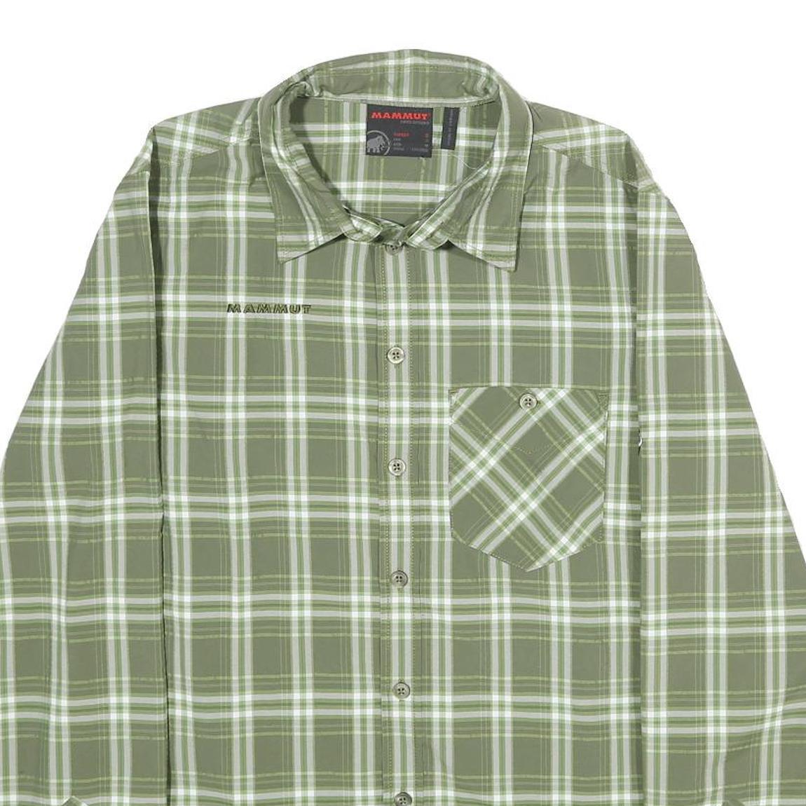 MAMMUT Mens Green & White Check Shirt S Lightweight Breathable Outdoor Style
