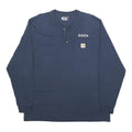CARHARTT Mens Navy Blue Henley Long Sleeve Pocket Logo XL Workwear Cotton Blend