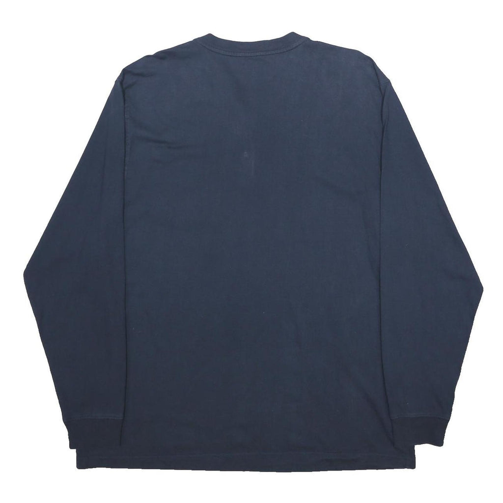 CARHARTT Mens Navy Blue Henley Long Sleeve Pocket Logo XL Workwear Cotton Blend