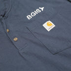 CARHARTT Mens Navy Blue Henley Long Sleeve Pocket Logo XL Workwear Cotton Blend