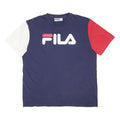 FILA Mens Blue & White Red T-Shirt L Short Sleeve Crew Neck Cotton Blend