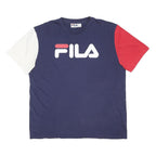 FILA Mens Blue & White Red T-Shirt L Short Sleeve Crew Neck Cotton Blend