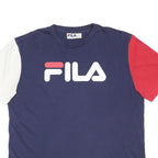 FILA Mens Blue & White Red T-Shirt L Short Sleeve Crew Neck Cotton Blend