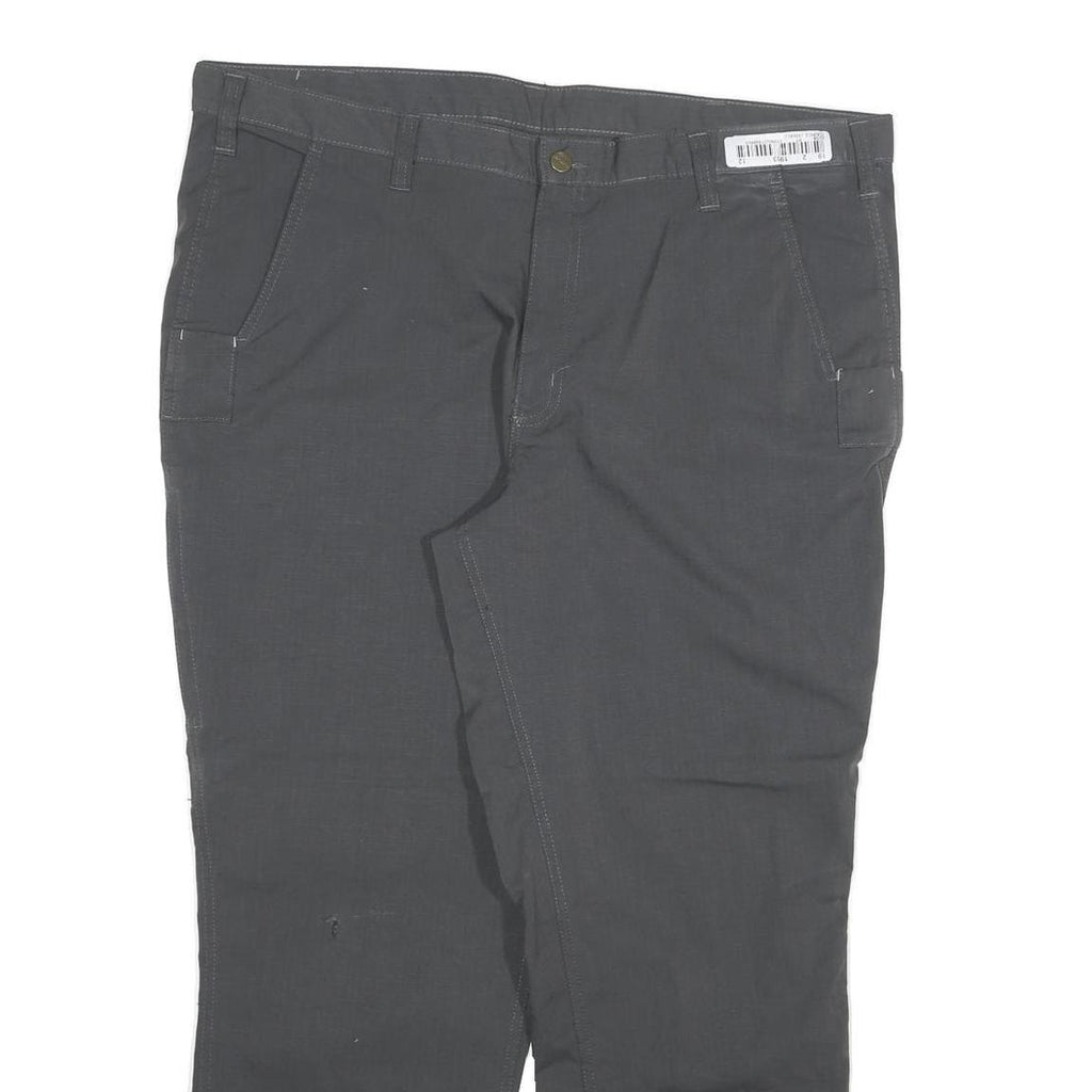 CARHARTT Mens Cotton Blend Relaxed Grey Trousers W40 L30 Workwear Durable Zip