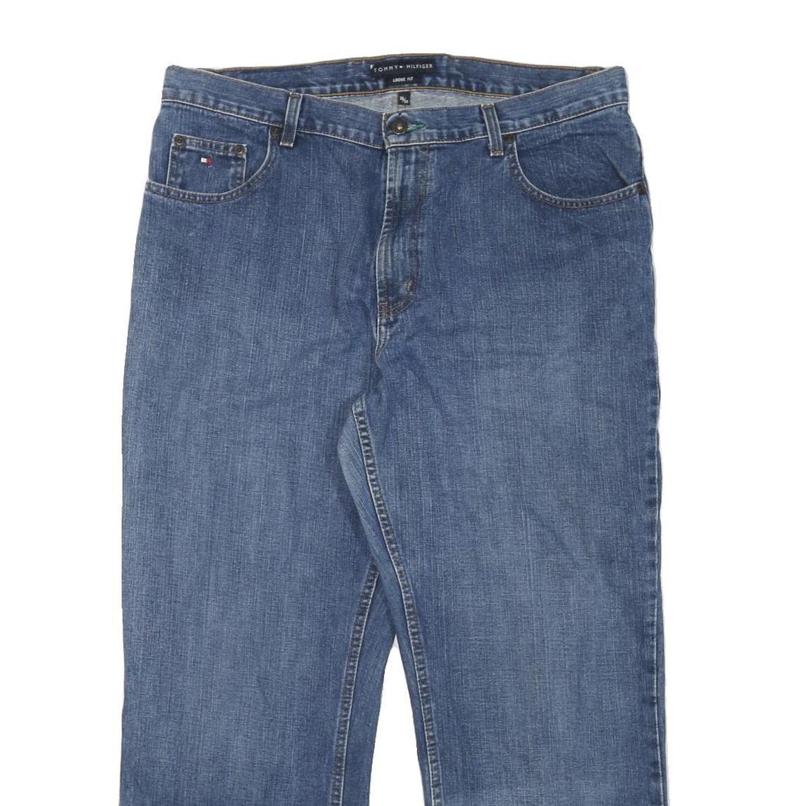 TOMMY HILFIGER Mens Regular Blue Denim Jeans W36 L28 Classic Cotton Blend Zip