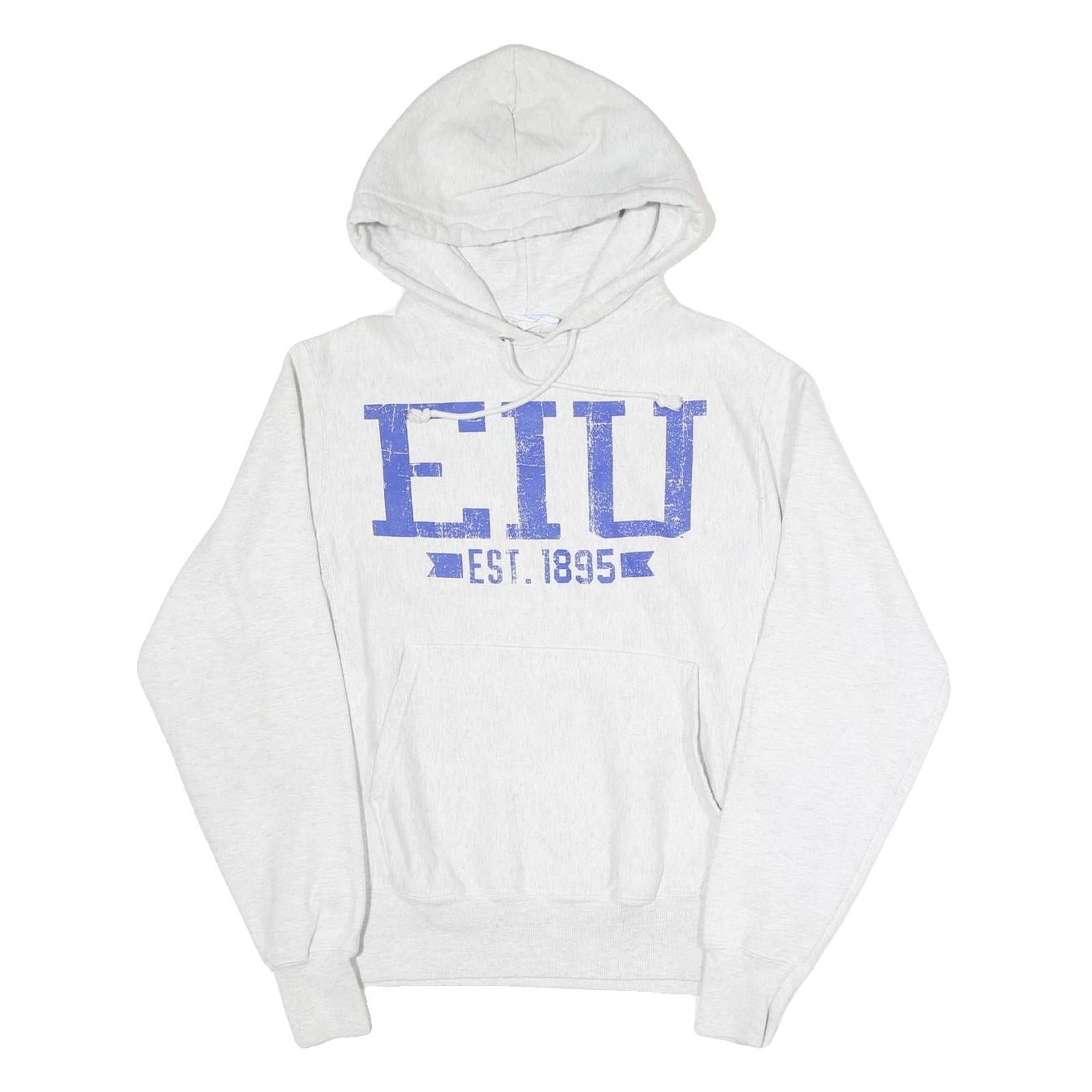 CHAMPION REVERSE WEAVE Mens White Hoodie S EIU Est 1895 Pullover Cotton