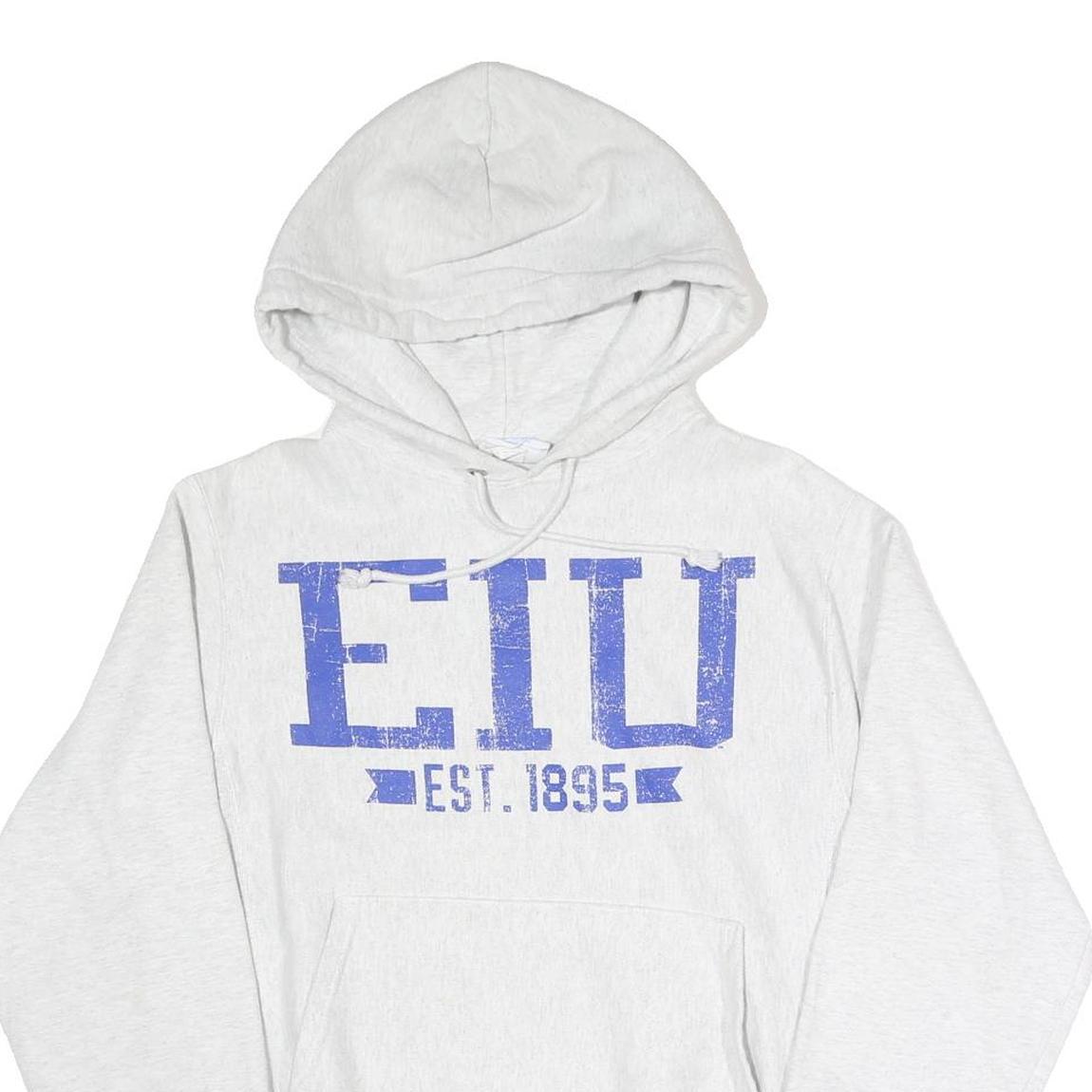 CHAMPION REVERSE WEAVE Mens White Hoodie S EIU Est 1895 Pullover Cotton