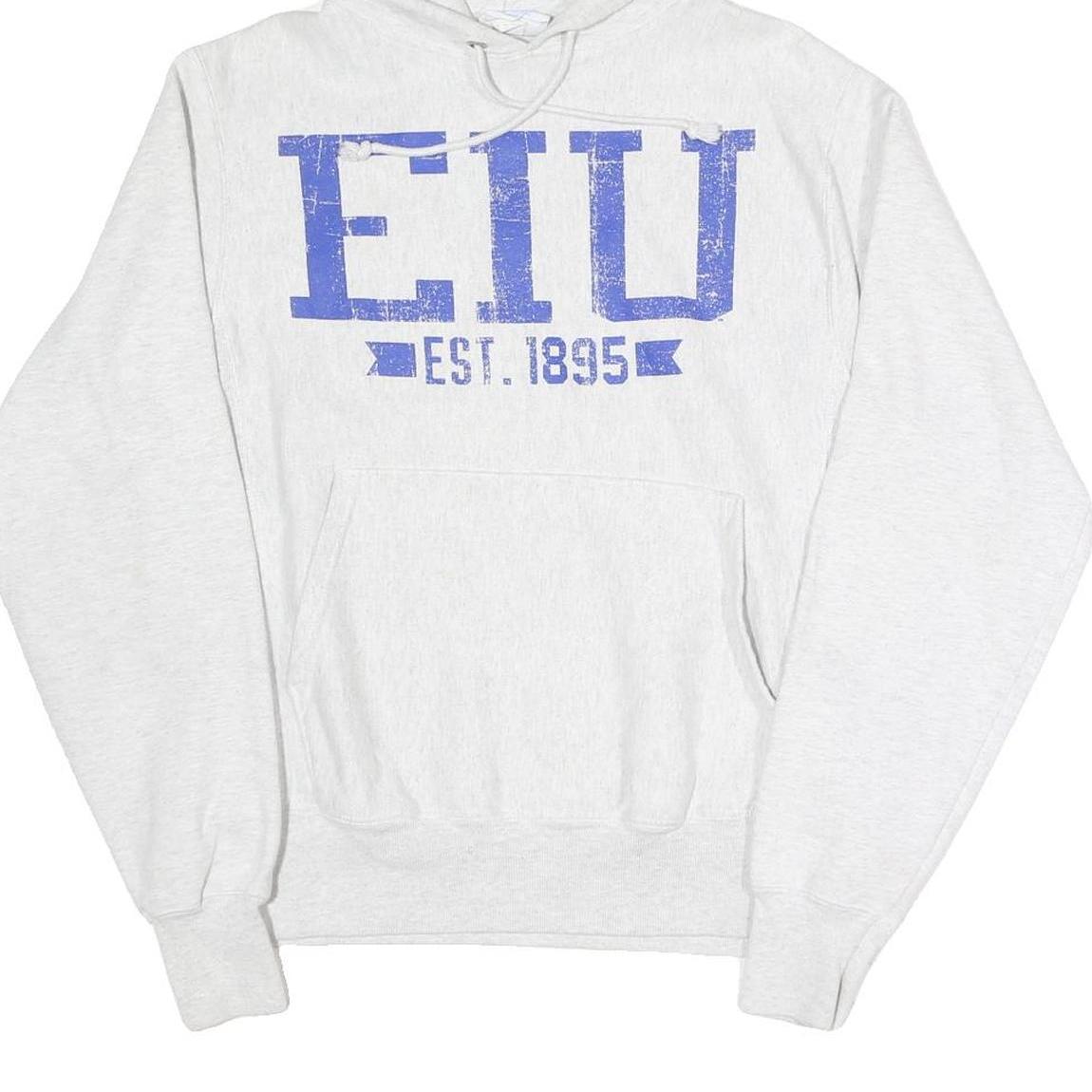 CHAMPION REVERSE WEAVE Mens White Hoodie S EIU Est 1895 Pullover Cotton