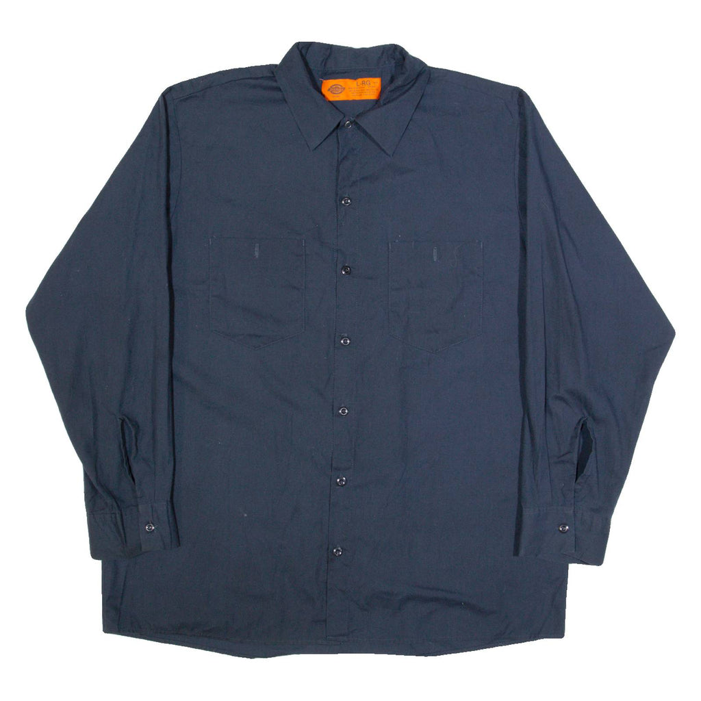 DICKIES Mens Worker Shirt Blue Long Sleeve L