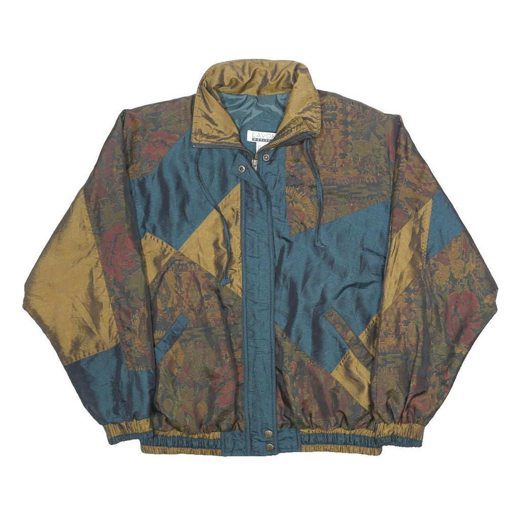 LAVON PETITES Womens Teal & Gold Vintage Polyester Blend Jacket M Woven