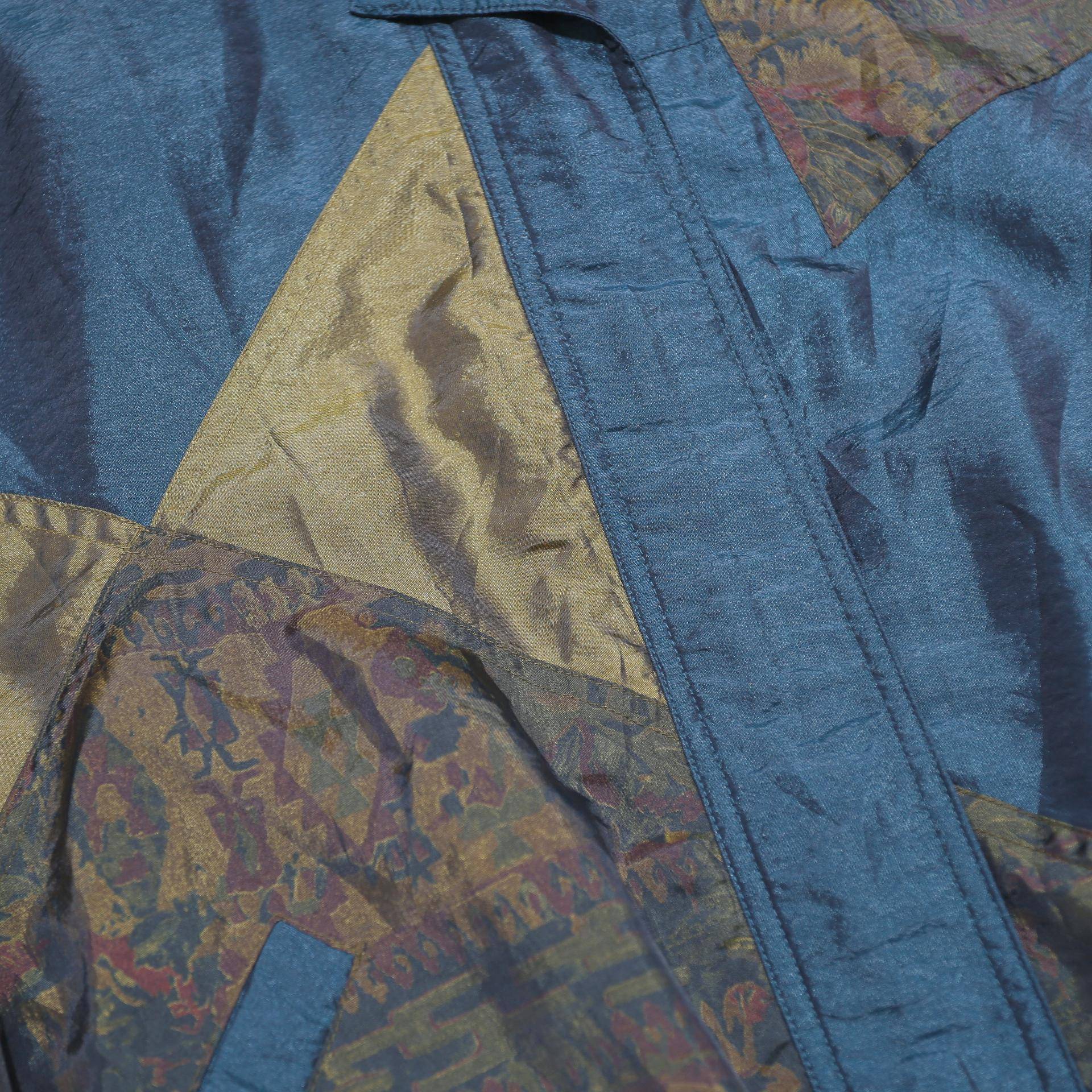 LAVON PETITES Womens Teal & Gold Vintage Polyester Blend Jacket M Woven