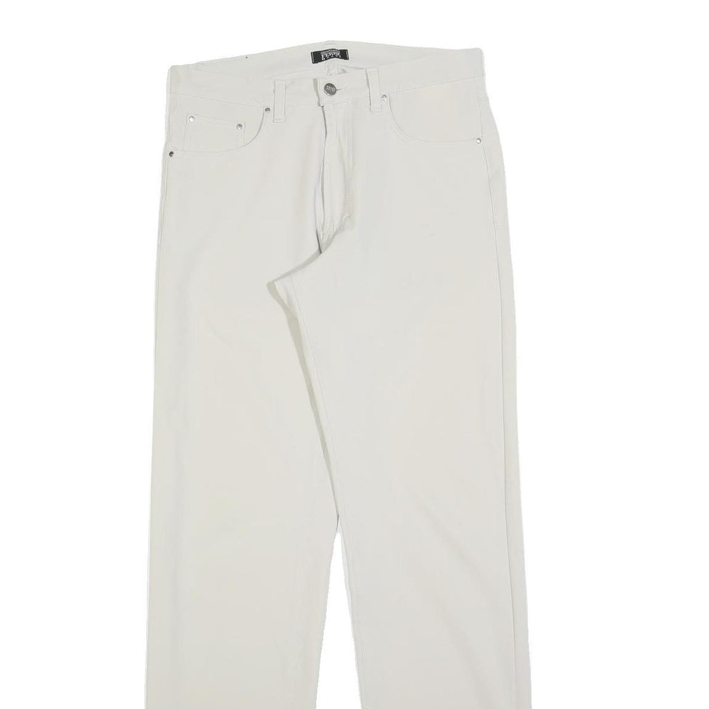 FERRE JEANS Womens Regular White Polyester Blend Zip Trousers W32 L34