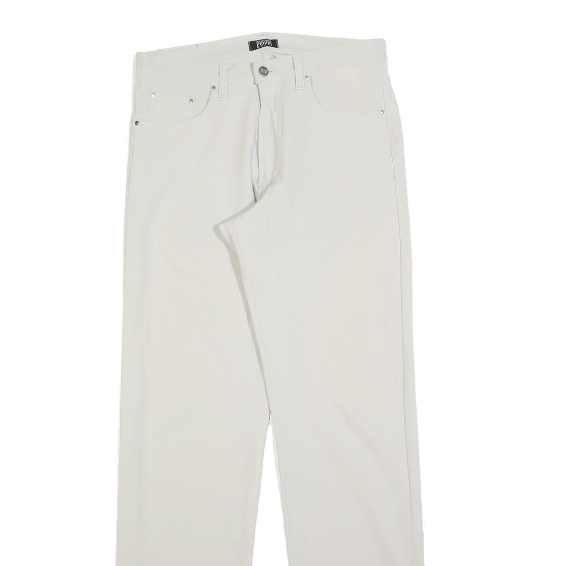 FERRE JEANS Womens Regular White Polyester Blend Zip Trousers W32 L34