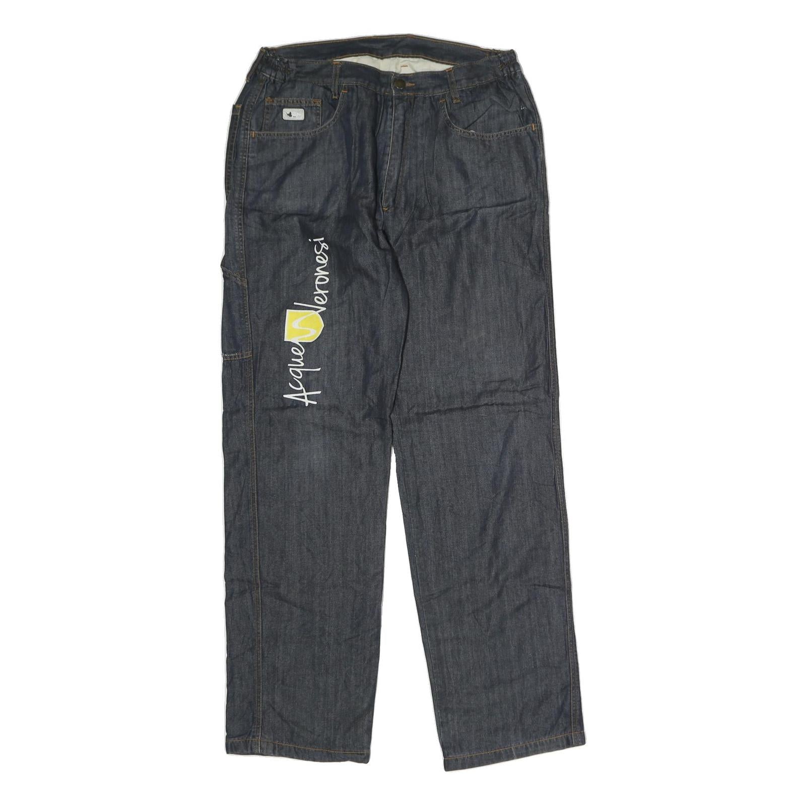 Womens Cotton Blend Blue Regular Straight Trousers W32 L32 Comfort Workwear