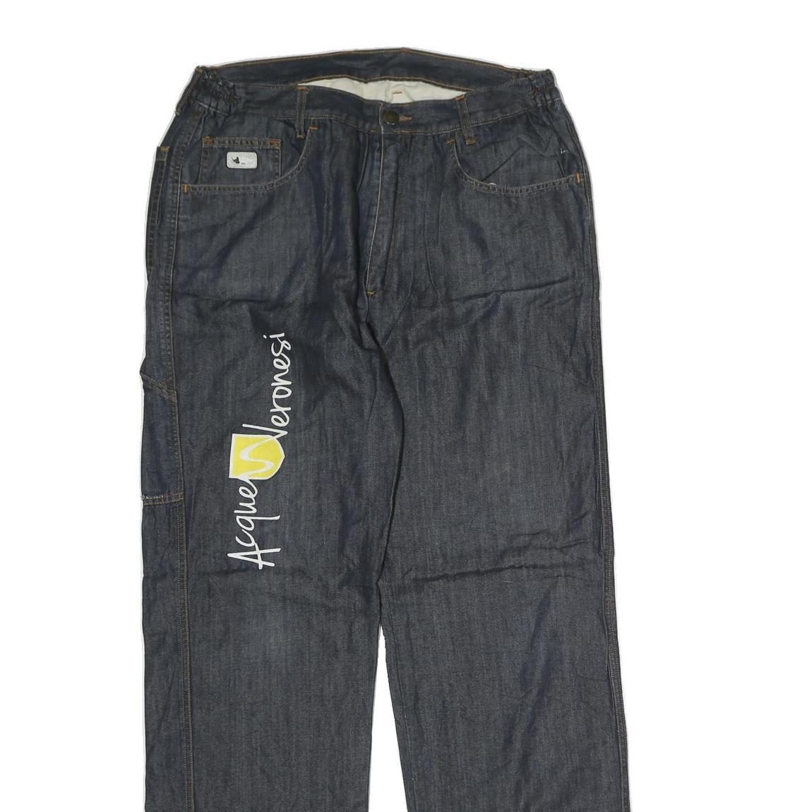 Womens Cotton Blend Blue Regular Straight Trousers W32 L32 Comfort Workwear