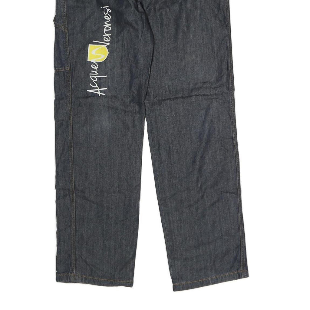 Womens Cotton Blend Blue Regular Straight Trousers W32 L32 Comfort Workwear