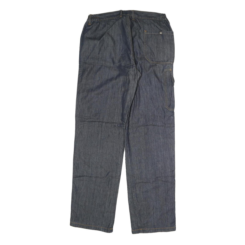 Womens Cotton Blend Blue Regular Straight Trousers W32 L32 Comfort Workwear