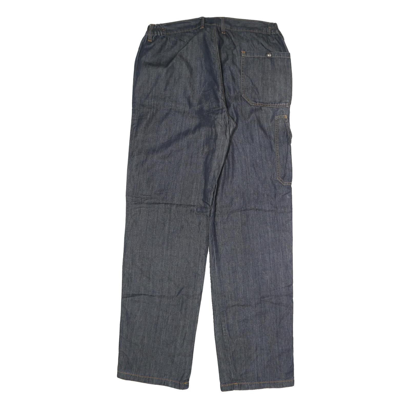 Womens Cotton Blend Blue Regular Straight Trousers W32 L32 Comfort Workwear