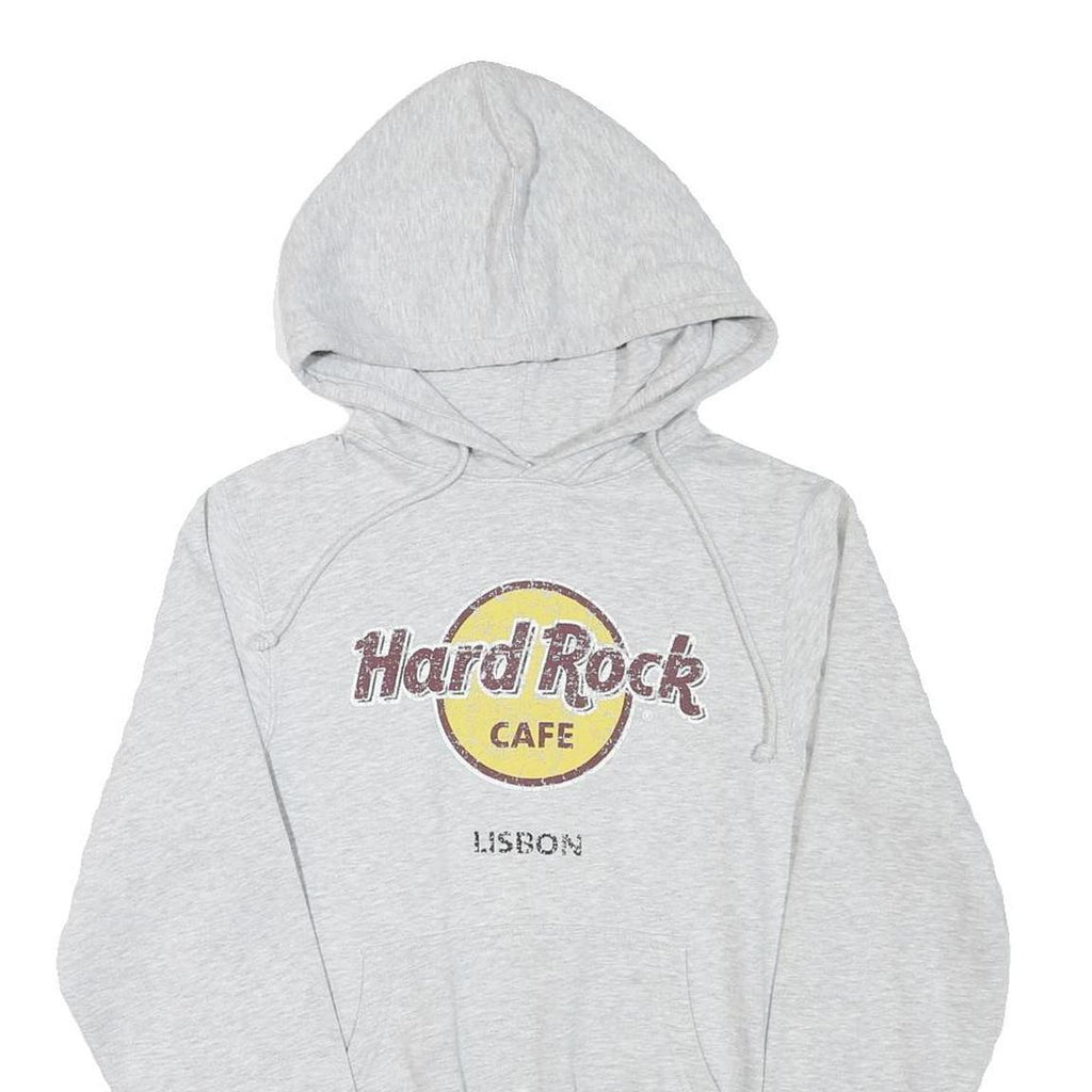 HARD ROCK CAFE Mens Grey Lisbon Pullover Hoodie S Vintage Logo Sweatshirt