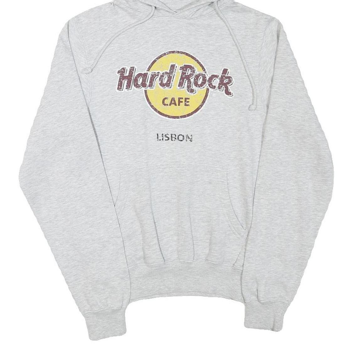 HARD ROCK CAFE Mens Grey Lisbon Pullover Hoodie S Vintage Logo Sweatshirt