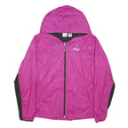 FILA Womens Pink & Black Jacket XL Polyester Blend Plain Zip Hooded Casual