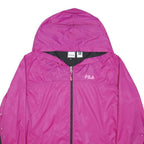FILA Womens Pink & Black Jacket XL Polyester Blend Plain Zip Hooded Casual